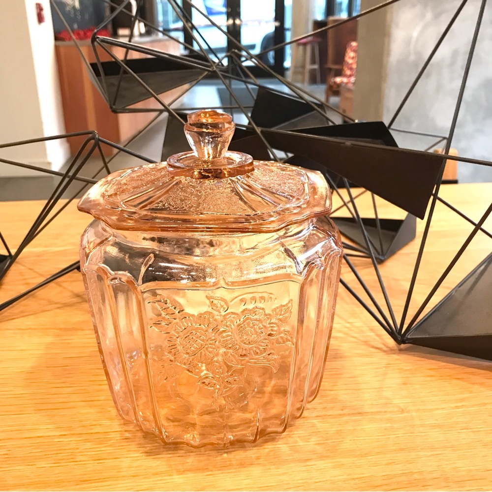 Anchor Hocking Mayfair Pink Cookie Jar & Lid